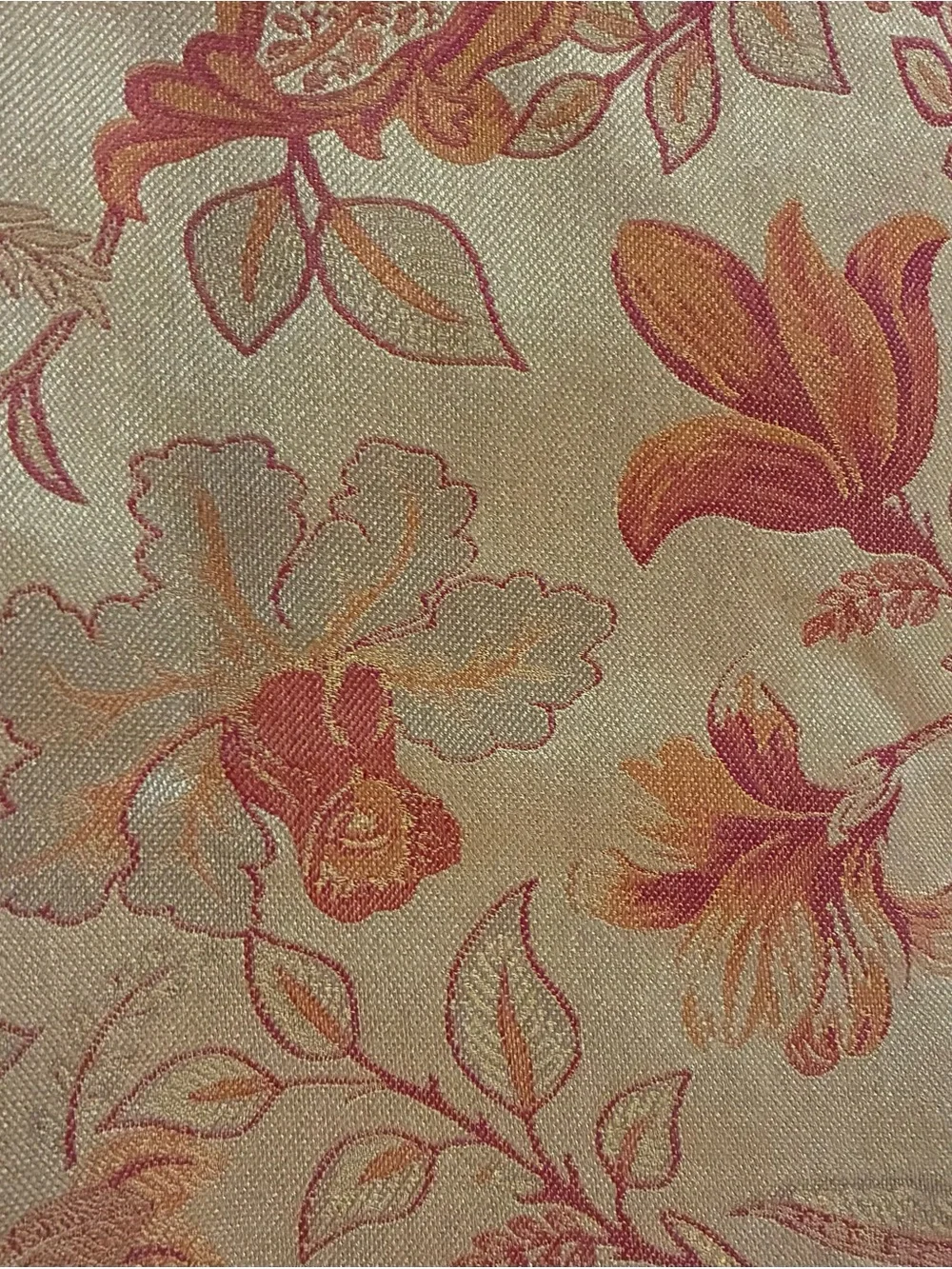 Vintage Pottery Barn Table Runner Jacquard Jacobean Tapestry 18 x108 Gold Rust